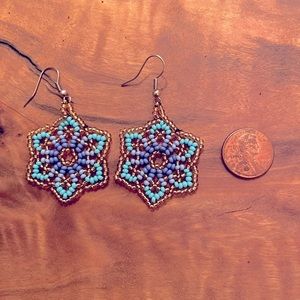 Indigenous handmade beaded earrings from Colombia. Brand new.